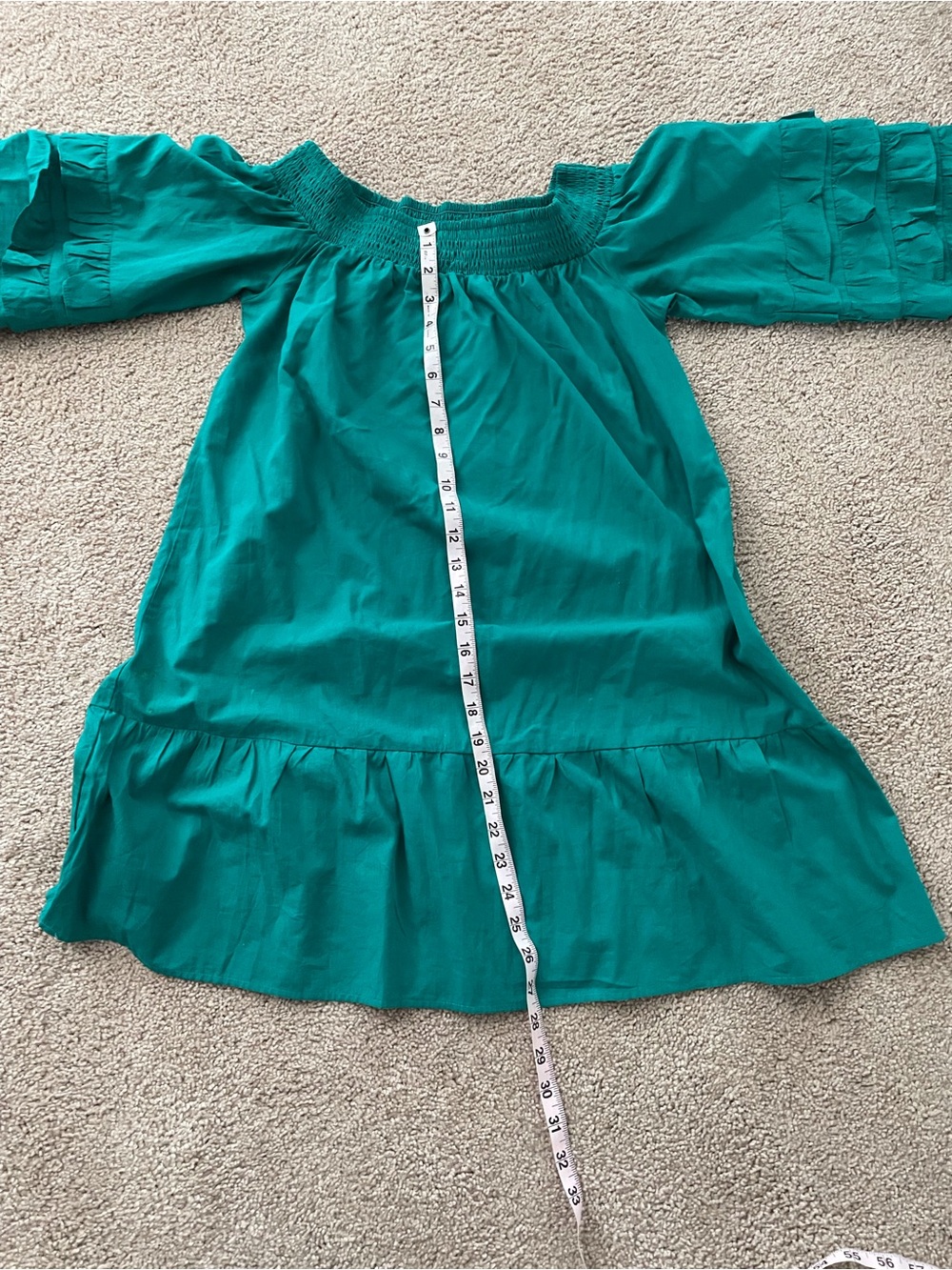 Zanzea Teal Off-Shoulder Ruffle Hem Dress